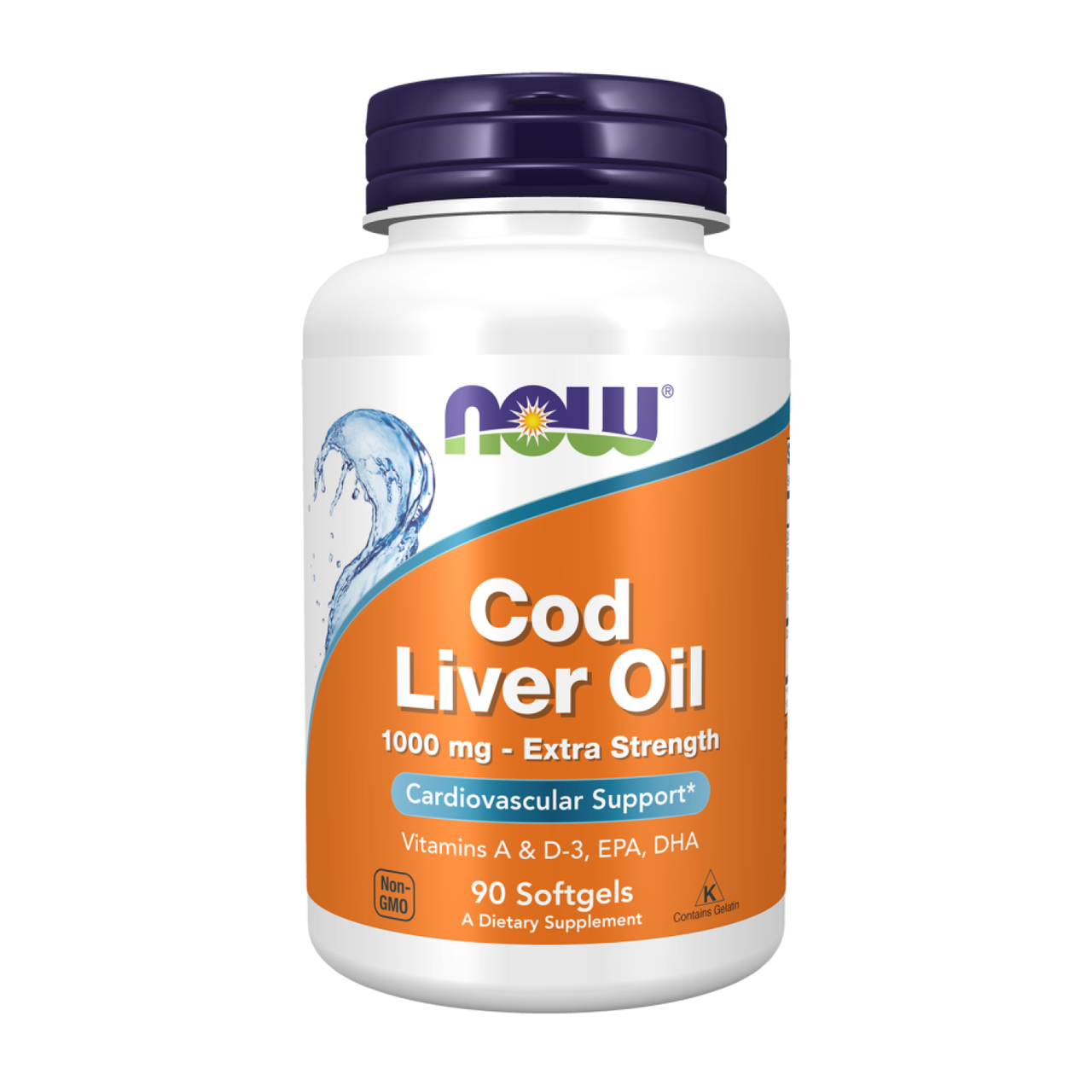 Жир печінки тріски Now Foods Cod Liver Oil жирні кислоти Омега-3 1000 мг 90 капсул