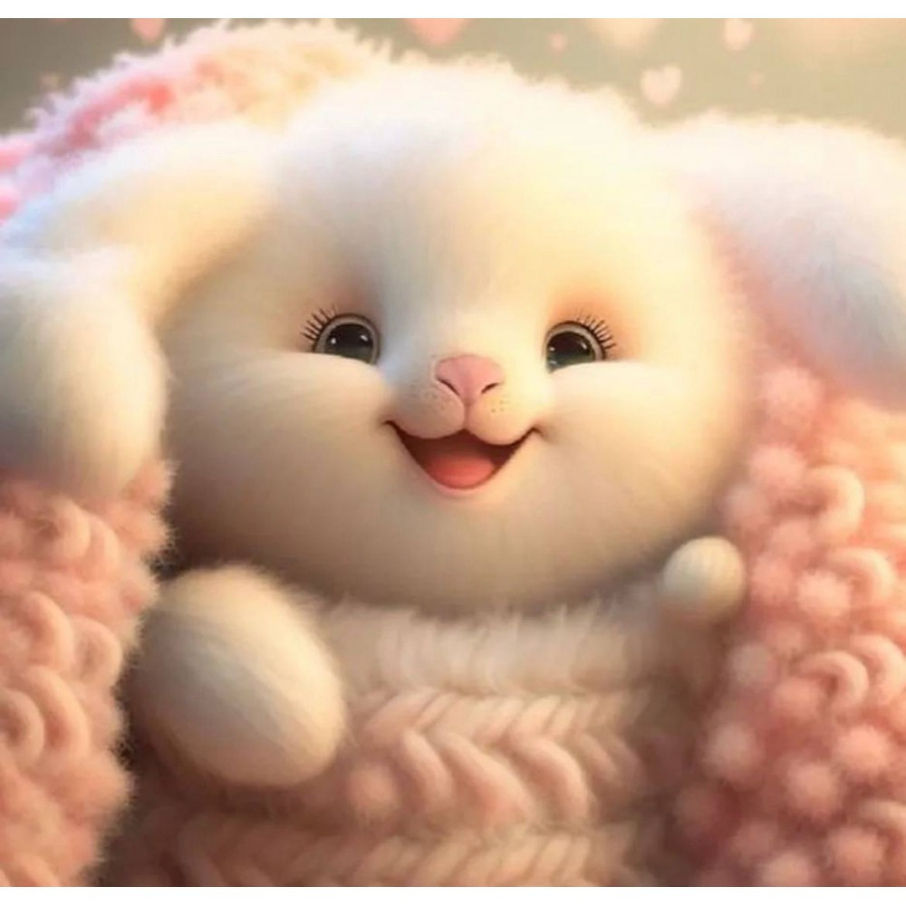 Алмазна мозаїка Кролик у затишній ковдрі 20x20 см Dreamtoys (S10018), фото 1