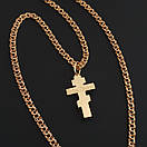 Тонка позолочена срібна цепочка з хрестиком. Срібний хрестик з ланцюжком бісмарк позолота 585. 50 см, фото 5