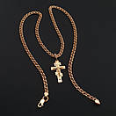 Тонка позолочена срібна цепочка з хрестиком. Срібний хрестик з ланцюжком бісмарк позолота 585. 50 см, фото 7