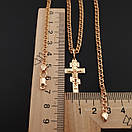 Тонка позолочена срібна цепочка з хрестиком. Срібний хрестик з ланцюжком бісмарк позолота 585. 50 см, фото 4