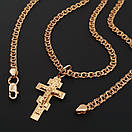 Тонка позолочена срібна цепочка з хрестиком. Срібний хрестик з ланцюжком бісмарк позолота 585. 50 см, фото 6