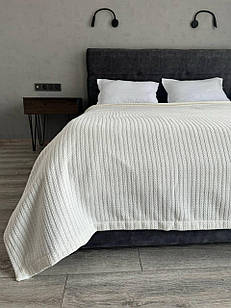 Плед покривало косичка, 100% cotton, молочний колір (Розміри і кольори в асортименті)