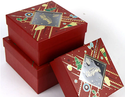 Коробка подарункова 19х19х9,5см червона №730-15-L