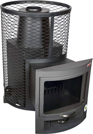 Дров'яна піч для лазні та сауни Kalvis PR-5-1 з виносною топкою з панорамним склом, фото 2