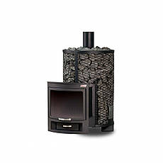 Дров'яна піч для лазні та сауни Kalvis PR-5-1 з виносною топкою з панорамним склом, фото 4