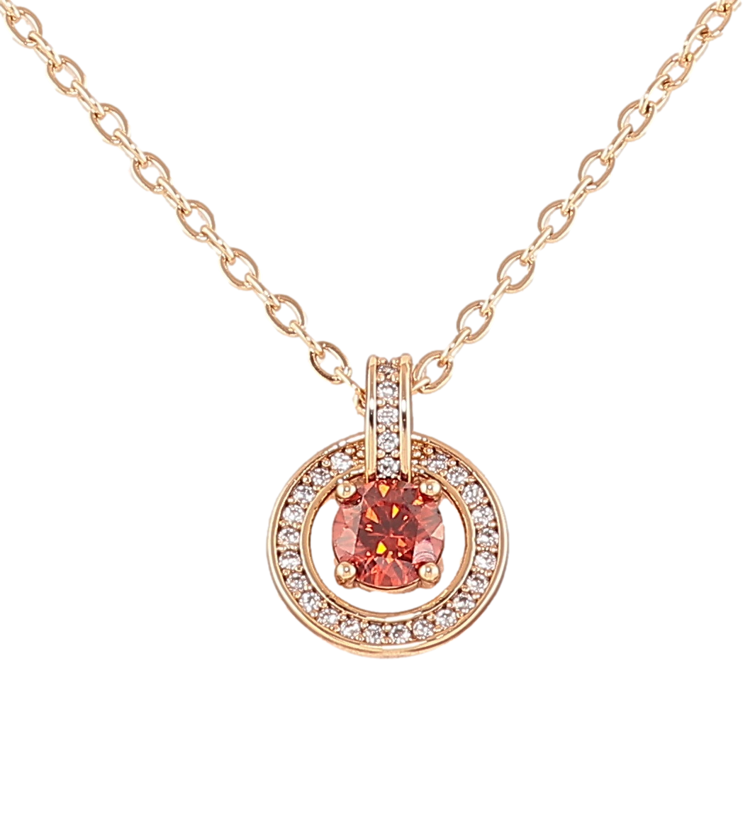 Кулон на ланцюжку Xuping Позолота 18K «Червоний фіаніт у колечку цирконію» довжина 45-48см х 1.5мм