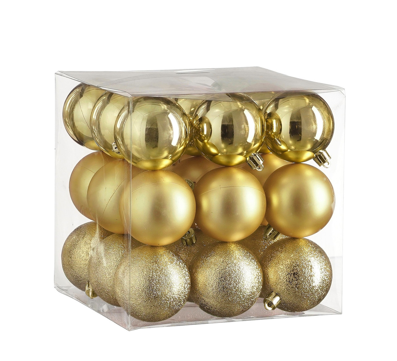 Ялинкові пластикові кульки "House of Seasons" комплект 27 шт, Ø 6 см, золотисті