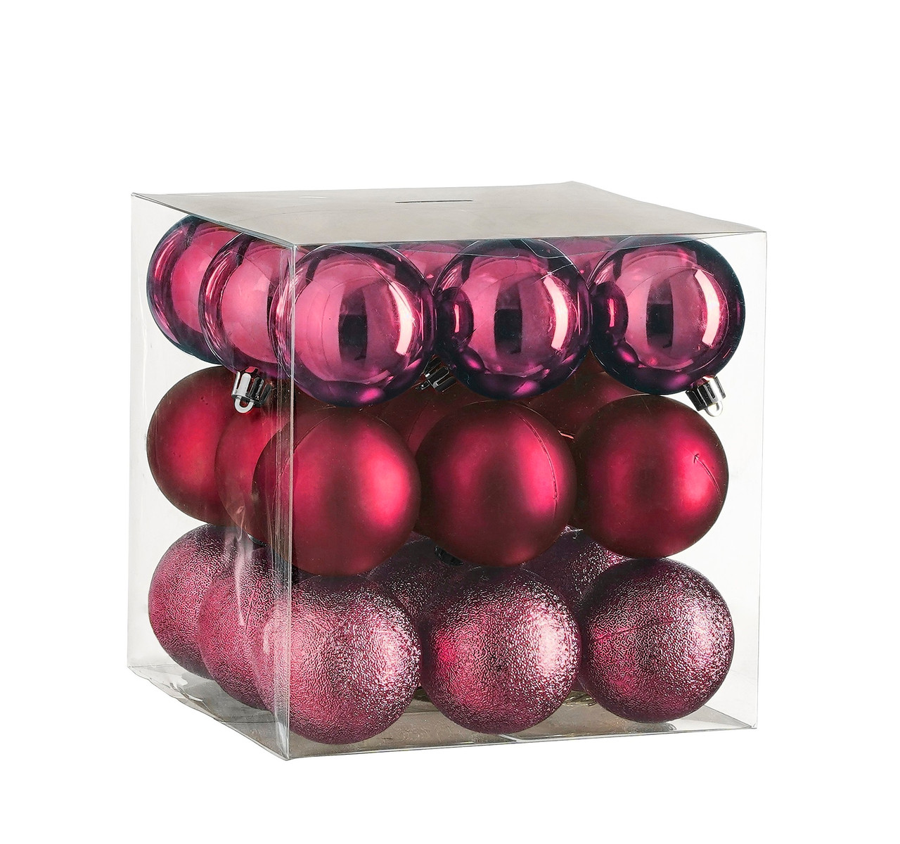 Ялинкові пластикові кульки "House of Seasons" комплект 27 шт, Ø 6 см, фуксія