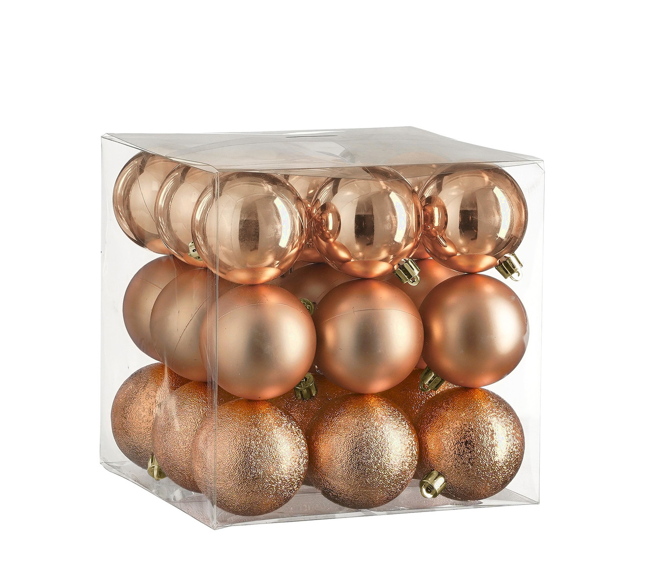 Ялинкові пластикові кульки "House of Seasons" комплект 27 шт, Ø 6 см, персик