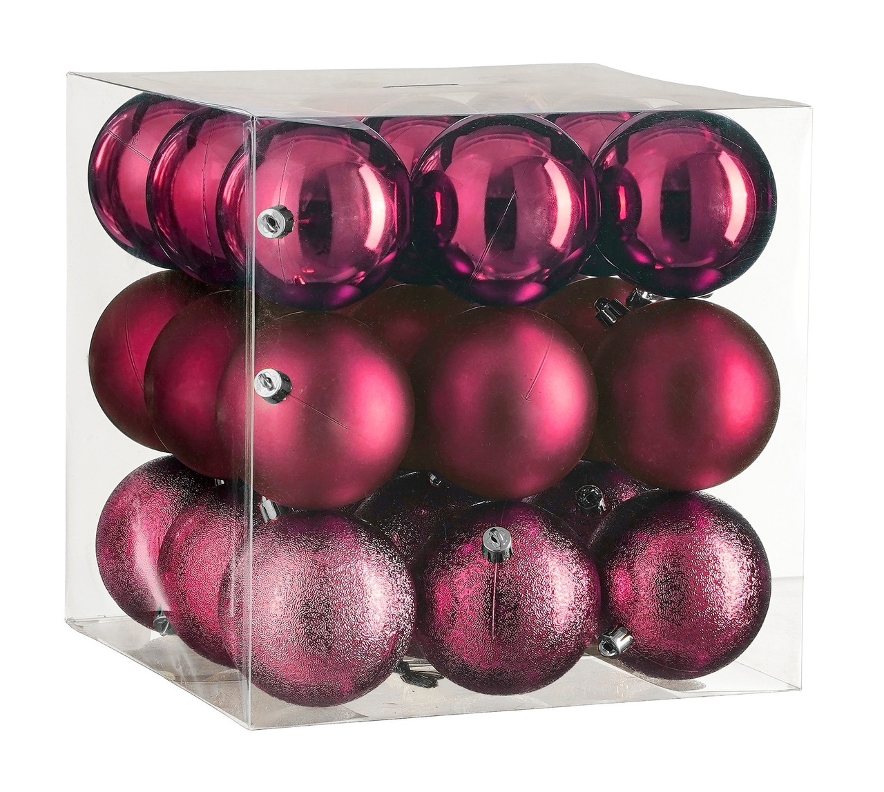 Ялинкові пластикові кульки House of Seasons комплект 27 шт, Ø 8 см, фуксія