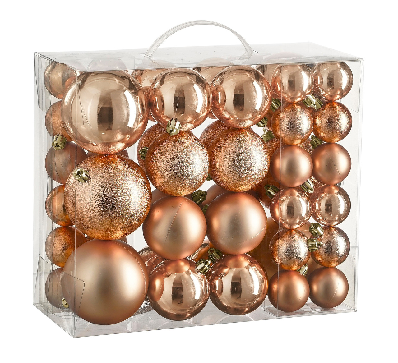 Ялинкові пластикові кульки House of Seasons комплект 46 шт, Ø 4/6/8 см, персик