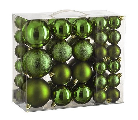 Ялинкові пластикові кульки House of Seasons комплект 46 шт, Ø 4/6/8 см, зелені