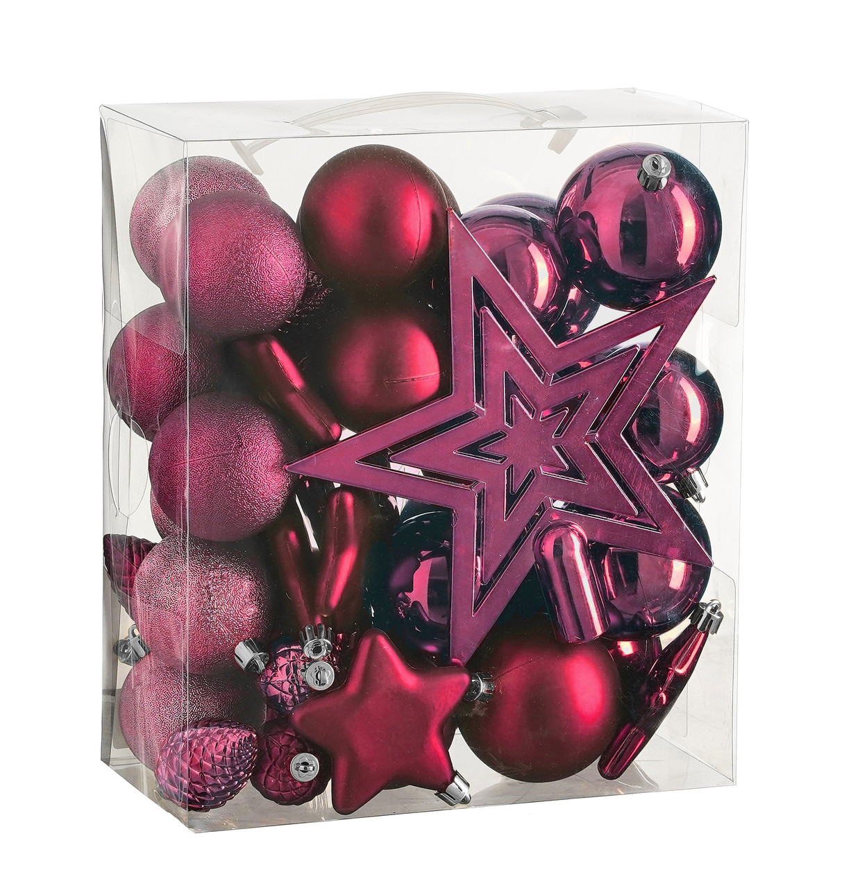 Ялинкові пластикові кульки і прикраси House of Seasons комплект 40 шт, Ø 8/7/6 см, фуксія