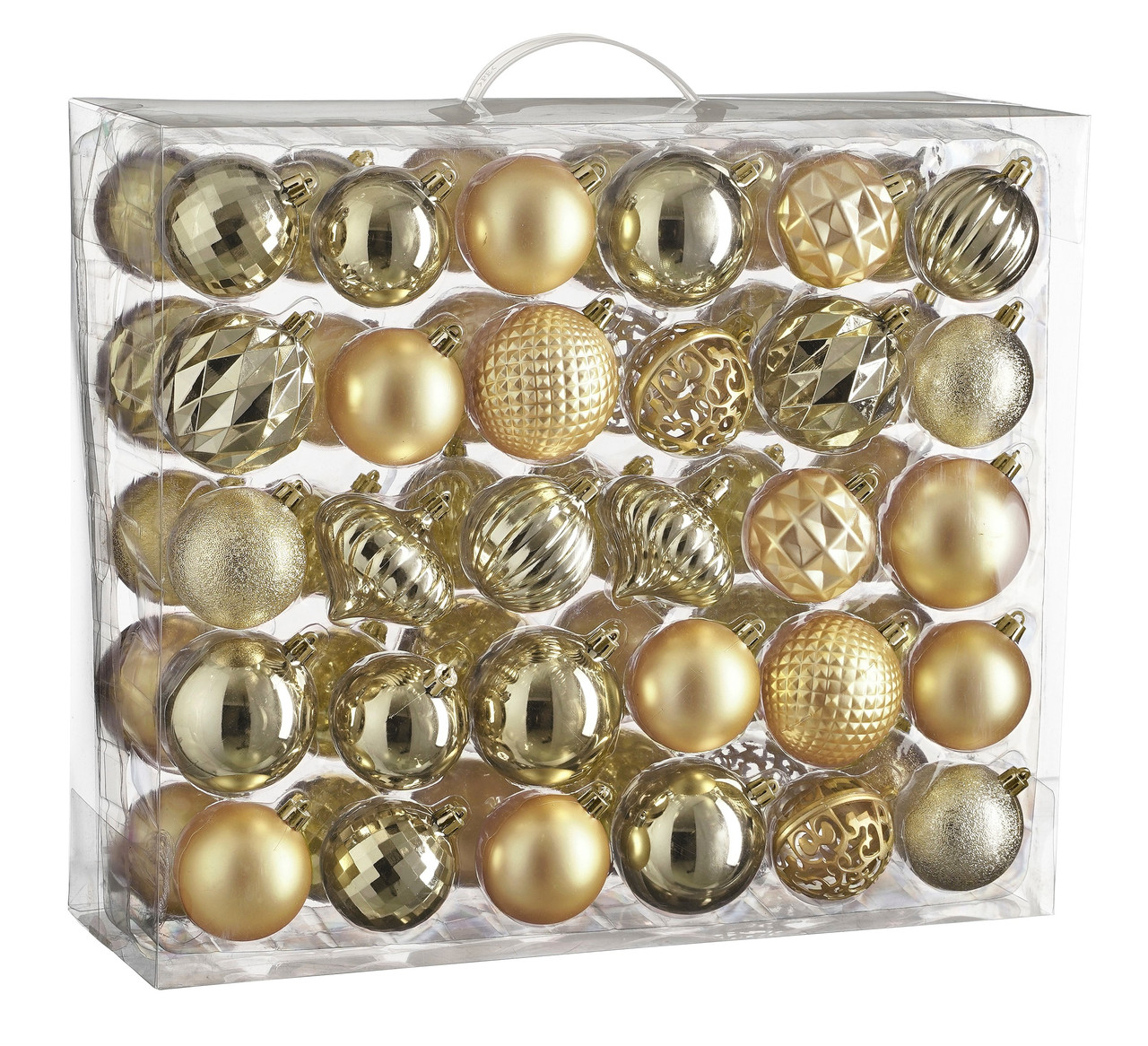 Ялинкові пластикові кульки і прикраси "House of Seasons" комплект 60 шт, Ø 7/6 см, шампань