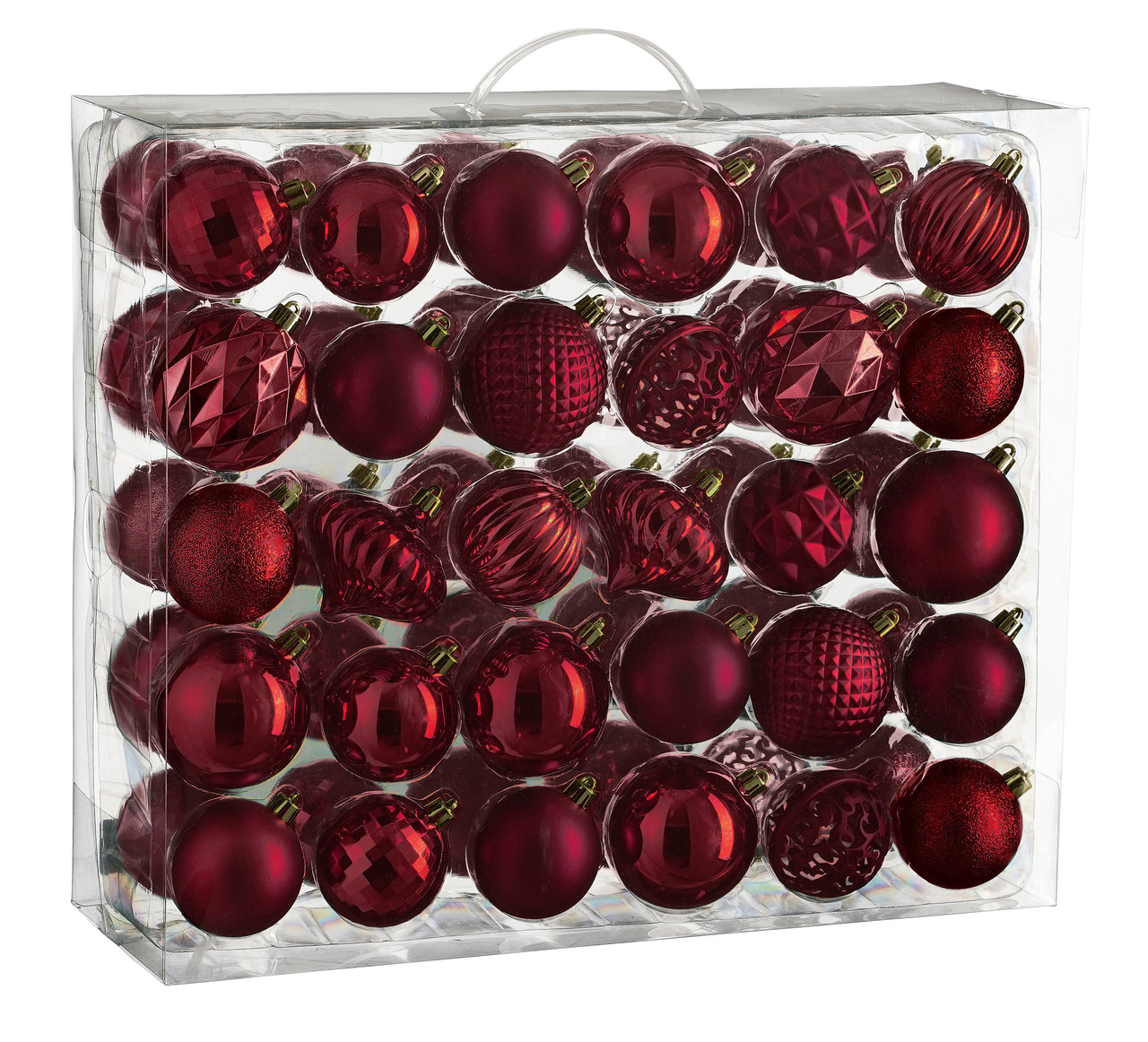 Ялинкові пластикові кульки і прикраси "House of Seasons" комплект 60 шт, Ø 7/6 см, бордові