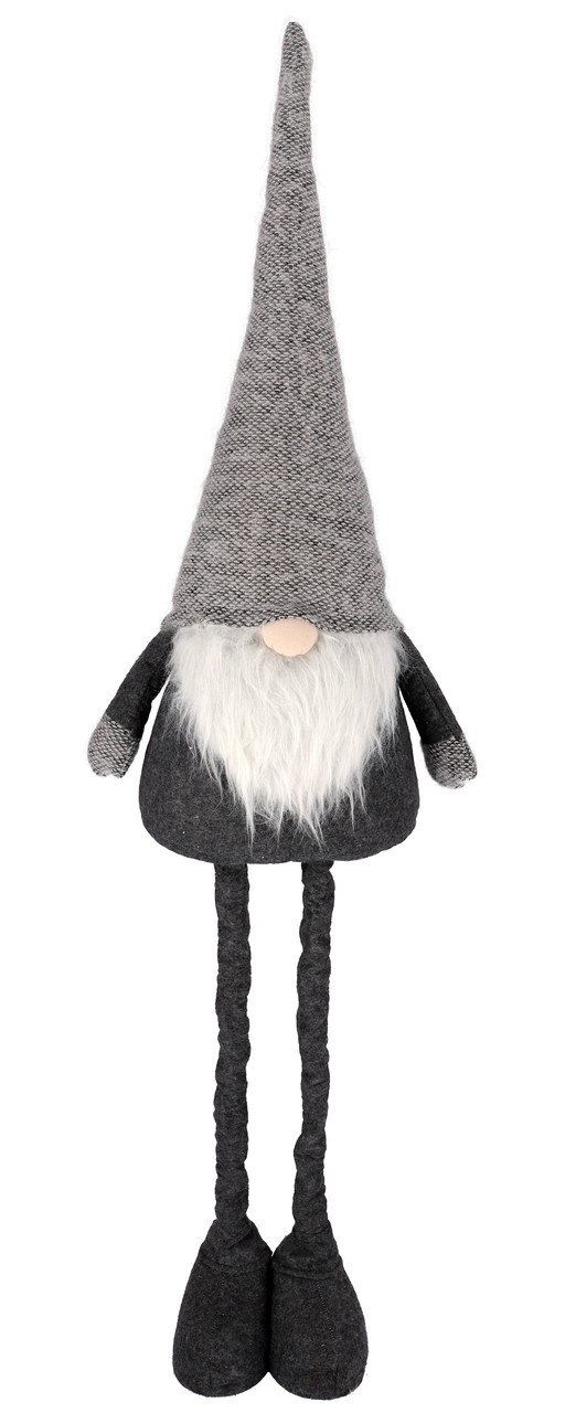Фігурка новорічна Гном Jumi текстильний 90/130 см телескопічні ноги, сірий з білим, фото 1
