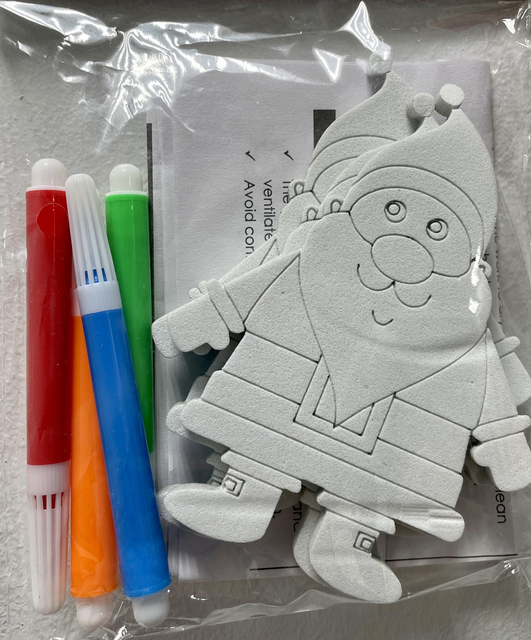 Прикраси для розфарбовування "Санта" Chomik, комплект 3 шт, 10 см та фломастери 4 шт