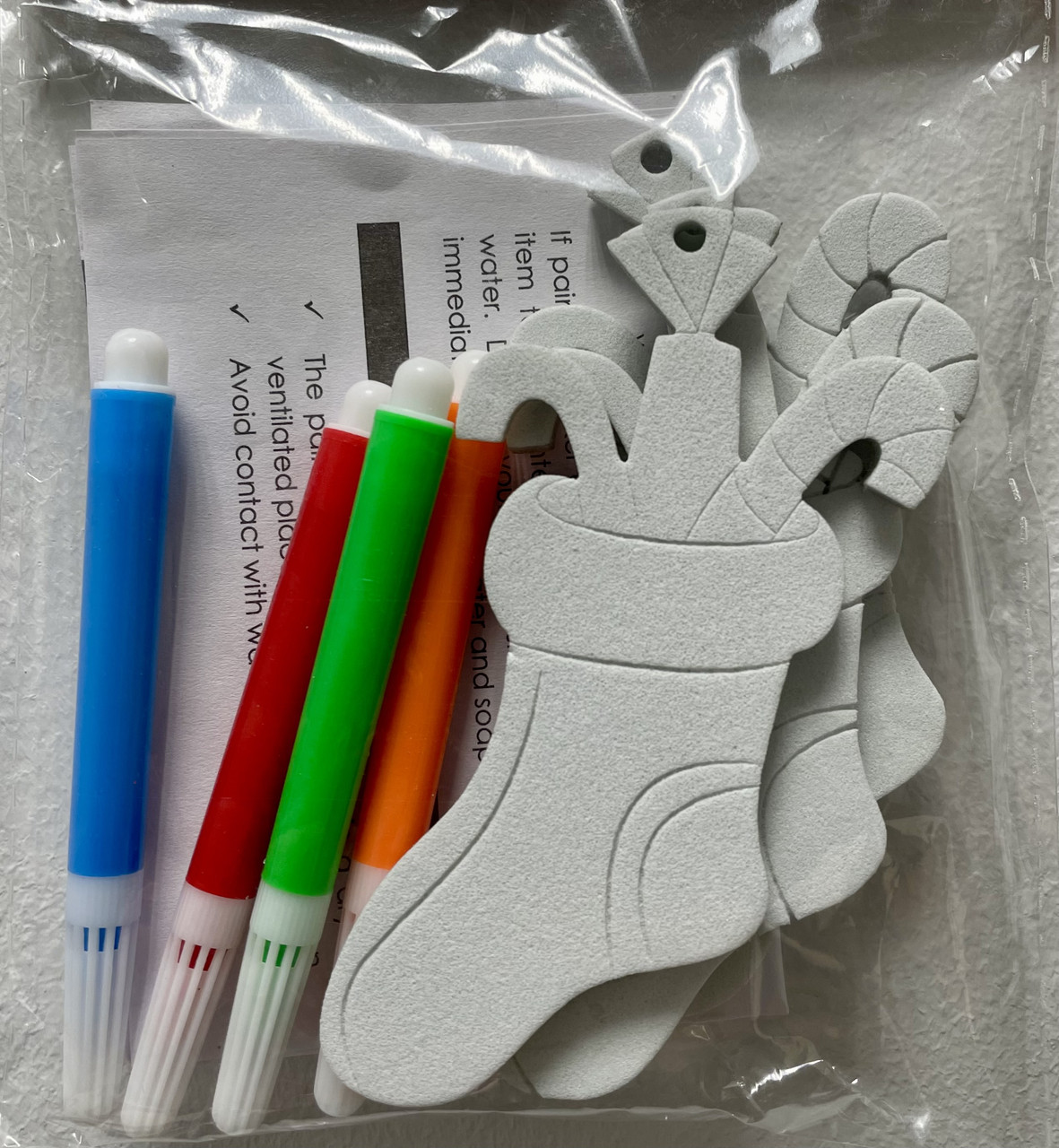 Прикраси для розфарбовування "Панчоха" Chomik, комплект 3 шт, 10 см та фломастери 4 шт