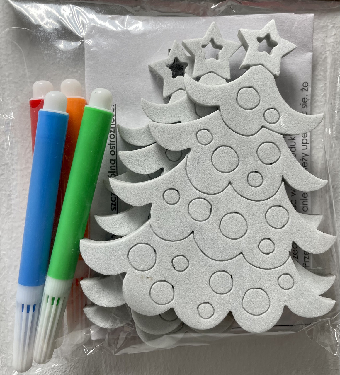 Прикраси для розфарбовування "Ялинка" Chomik, комплект 3 шт, 10 см та фломастери 4 шт