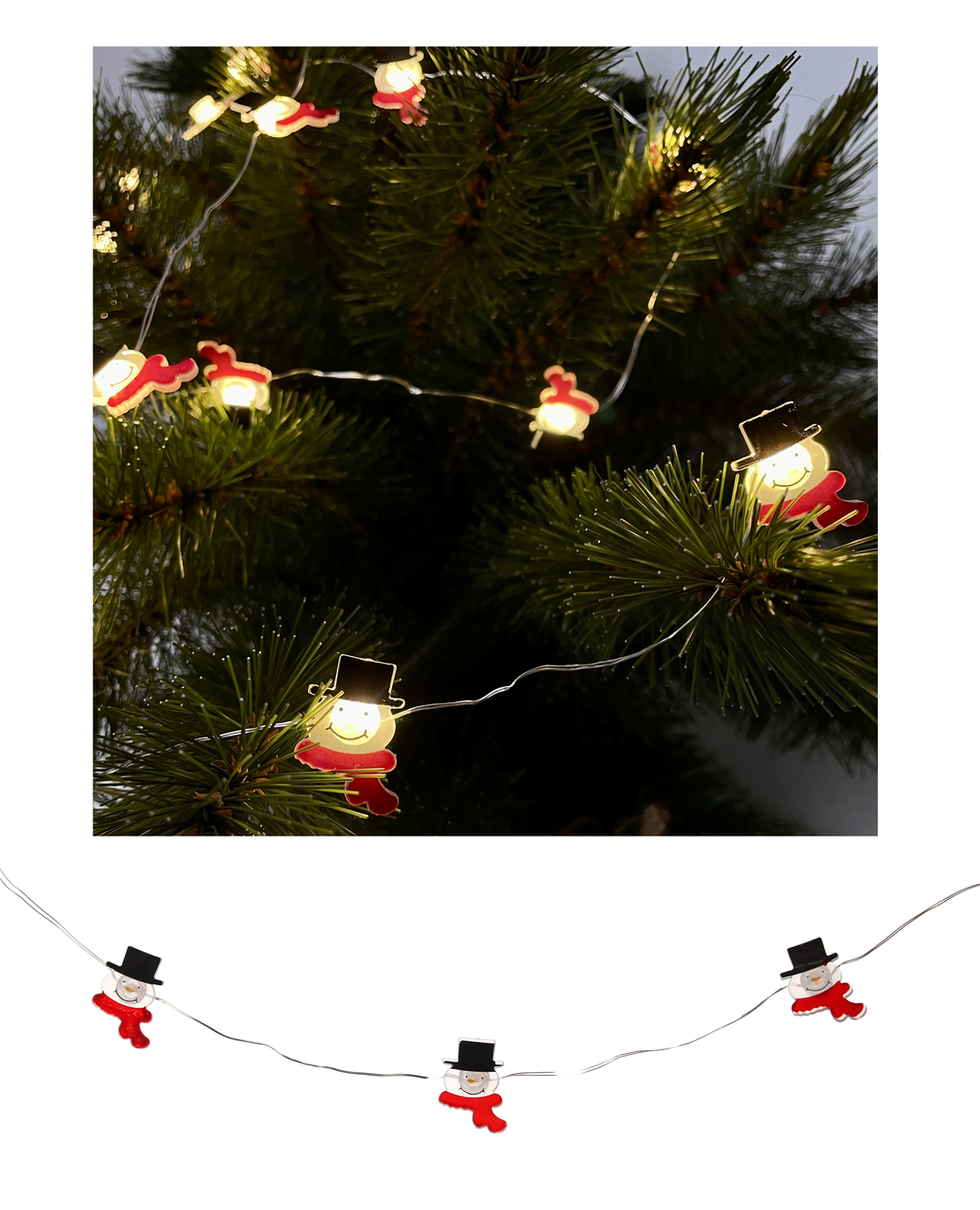 Гірлянда-струна "Сніговик" Chomik, 2,2 м, 20 LED теплий білий, фото 1