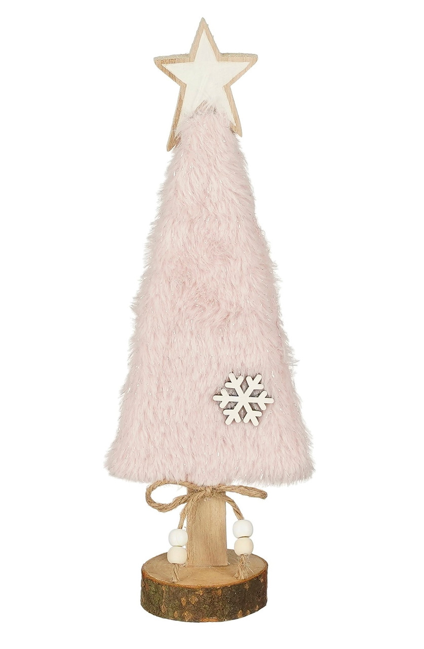 Прикраса декоративна "Ялинка" House of Seasons, 32 см, дерево з хутром, рожева