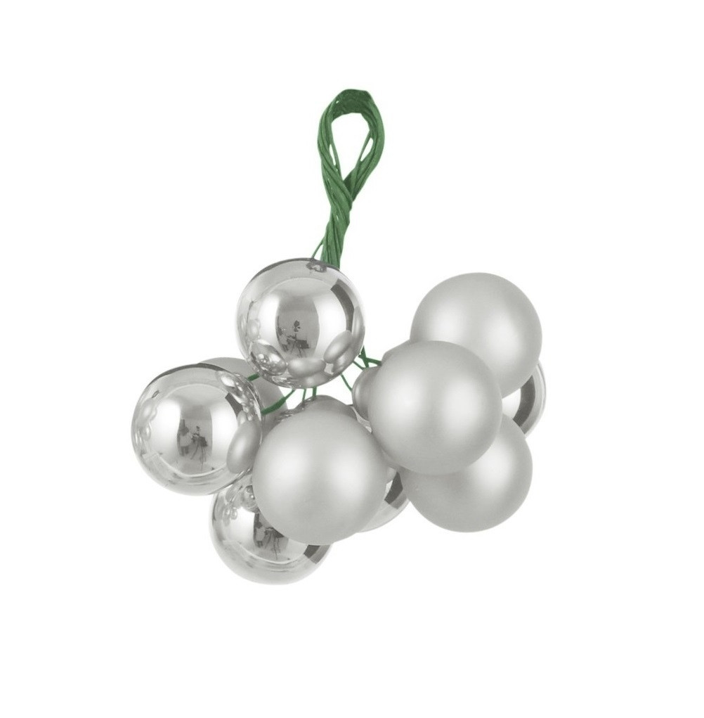 Ялинкові скляні кульки-грони "House of Seasons" Ø 2 см, темно-сріблясті