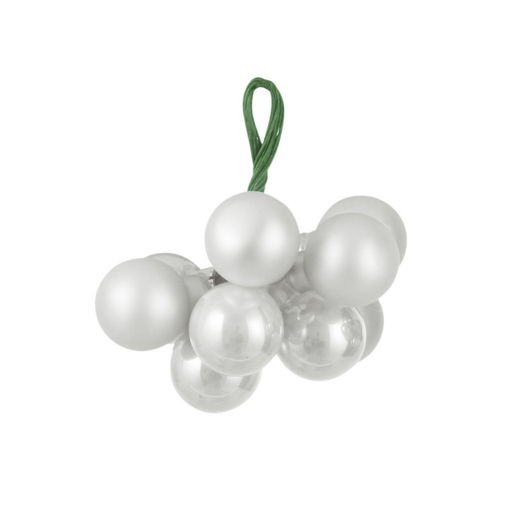 Ялинкові скляні кульки-грони "House of Seasons" Ø 2 см, біло-сріблясті