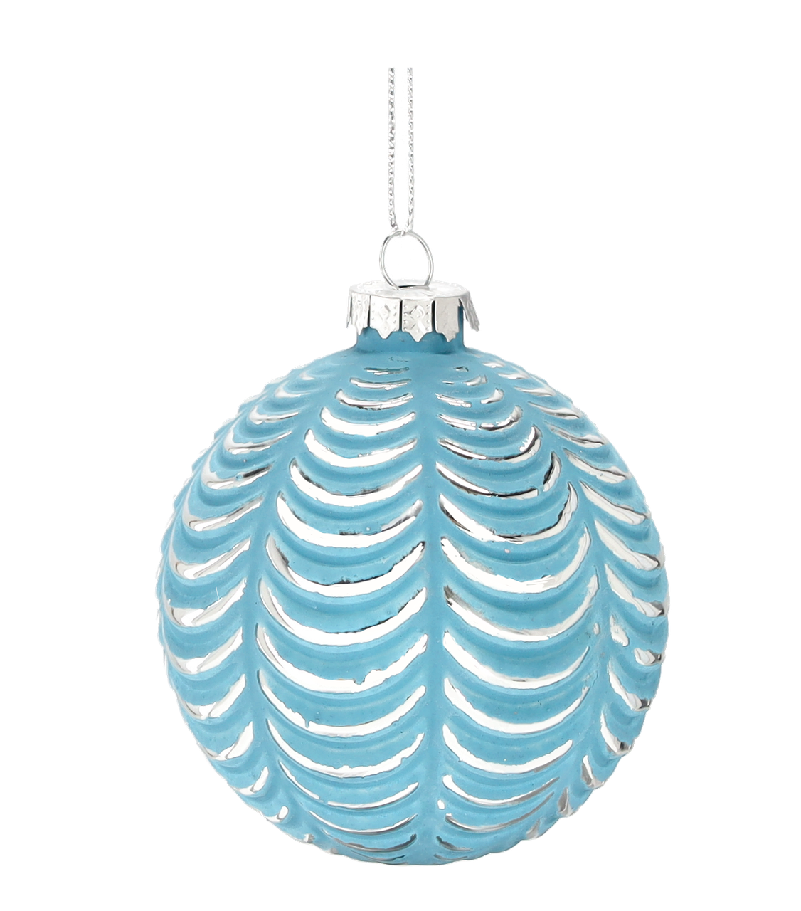 Ялинкова скляна кулька "Chomik" Ø 8 см, рельєф луска, блакитна