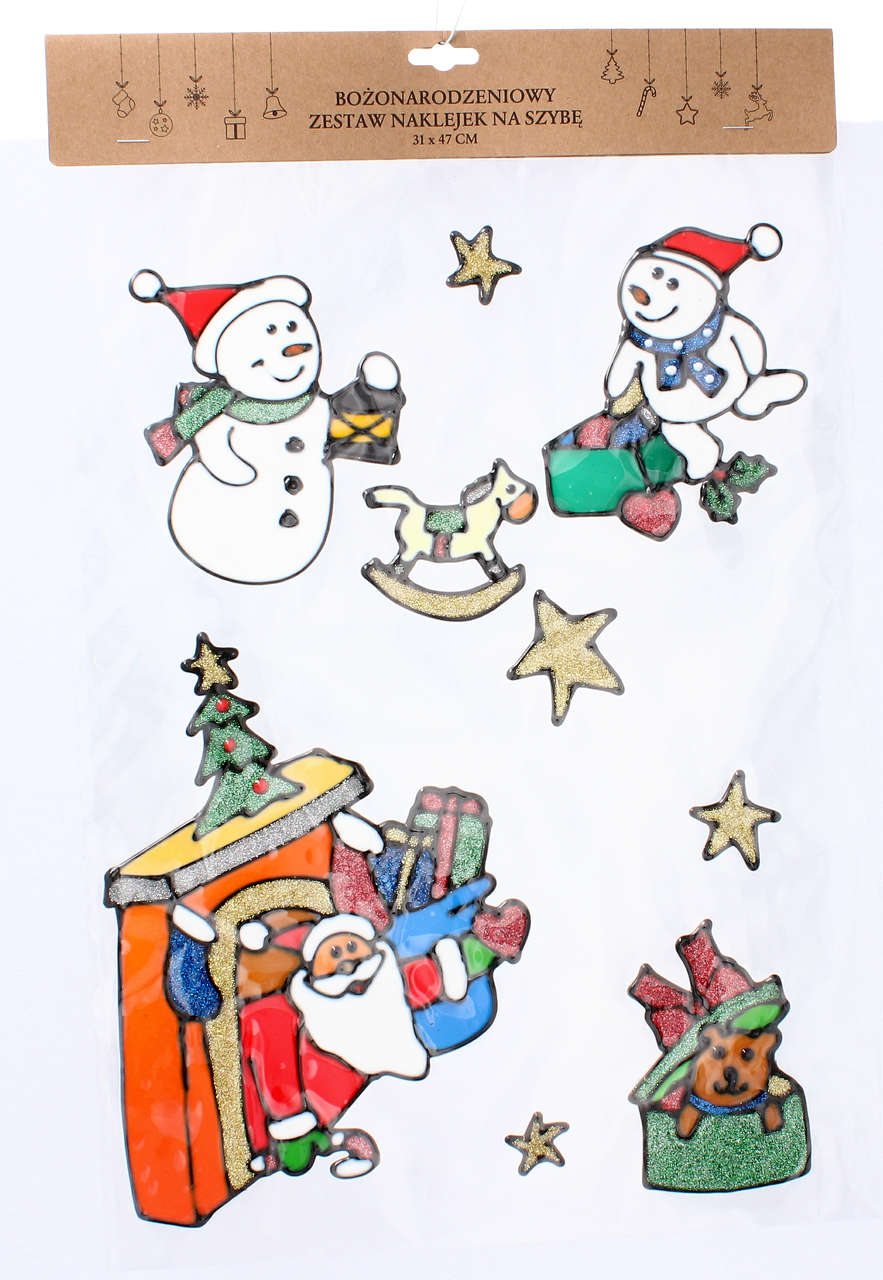 Наклейки новорічні декоративні "Санта в каміні" Chomik, 31х47 см