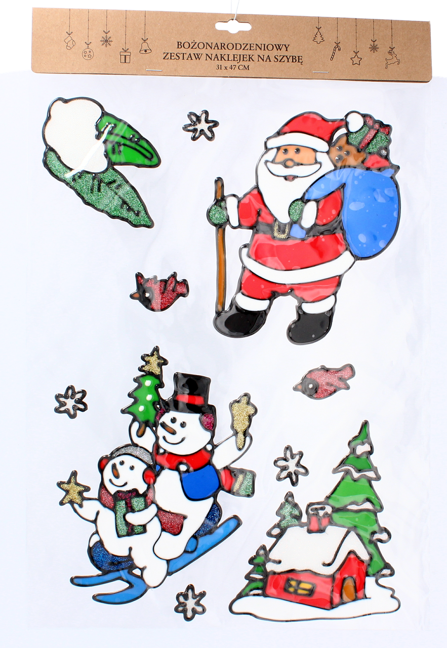 Наклейки новорічні декоративні "Сніговики на санях" Chomik, 31х47 см