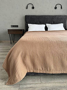 Плед покривало косичка, 100% cotton, коричневий колір (Розміри і кольори в асортименті)