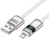 Дата кабель Hoco U137 Line with display USB to Lightning 2.4A/12W (1.2m), фото 4