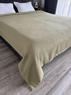 Плед покривало косичка, 100% cotton, фісташковий колір (Розміри і кольори в асортименті)
