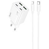 МЗП Hoco N55 Fundador PD20W four-port (2USB-A/2C) + кабель Type-C to Lightning, фото 3