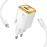 МЗП Hoco N53 Monsoon PD30W+QC3.0 (1USB-A/1C) + кабель Type-C to Lightning, фото 4