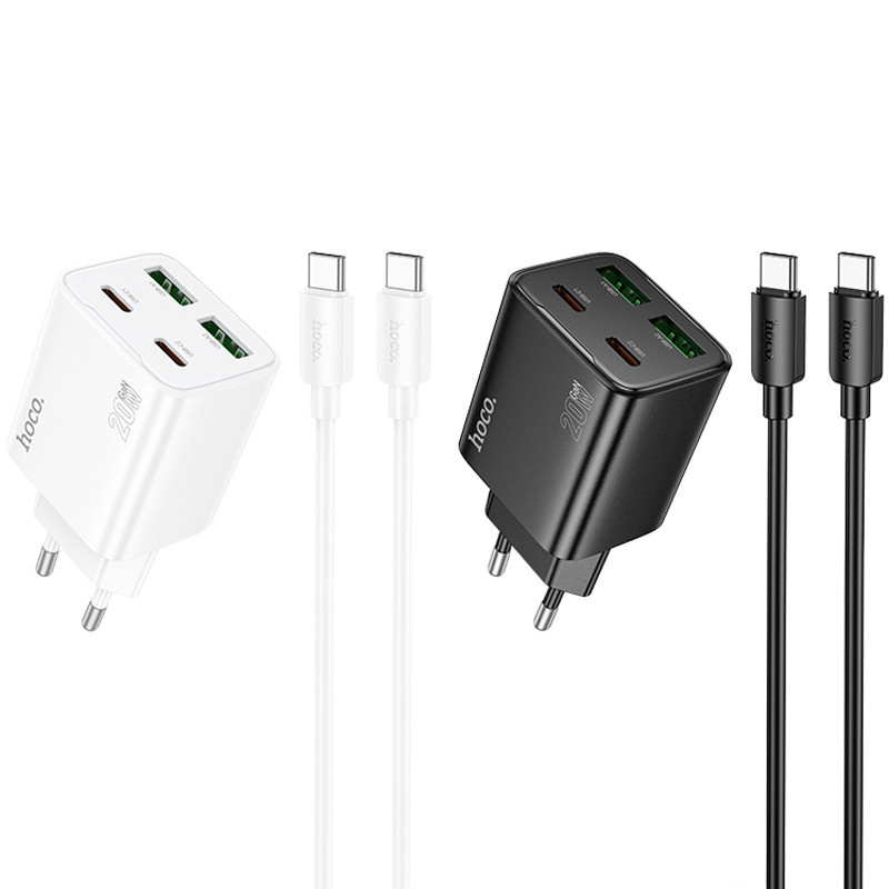 МЗП Hoco N55 Fundador PD20W four-port (2USB-A/2C) + кабель Type-C to Type-C