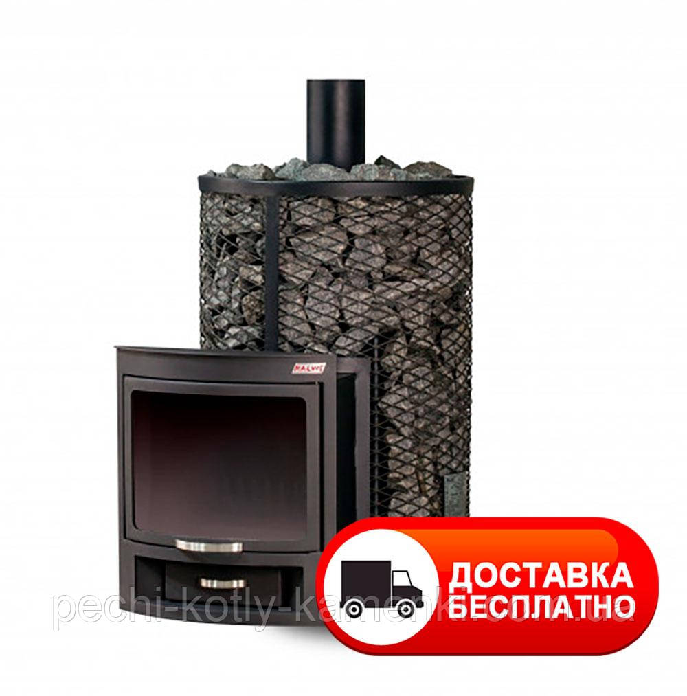 Дров'яна піч для лазні та сауни Kalvis PR-5-1 з виносною топкою з панорамним склом