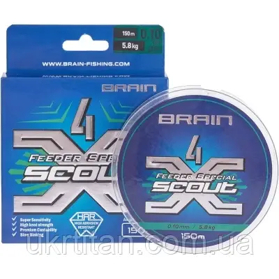 Оригінал! Шнур Brain Scout 4X 150m (camo) 0.163mm 9.8kg (1858.54.83) - Вища Якість!