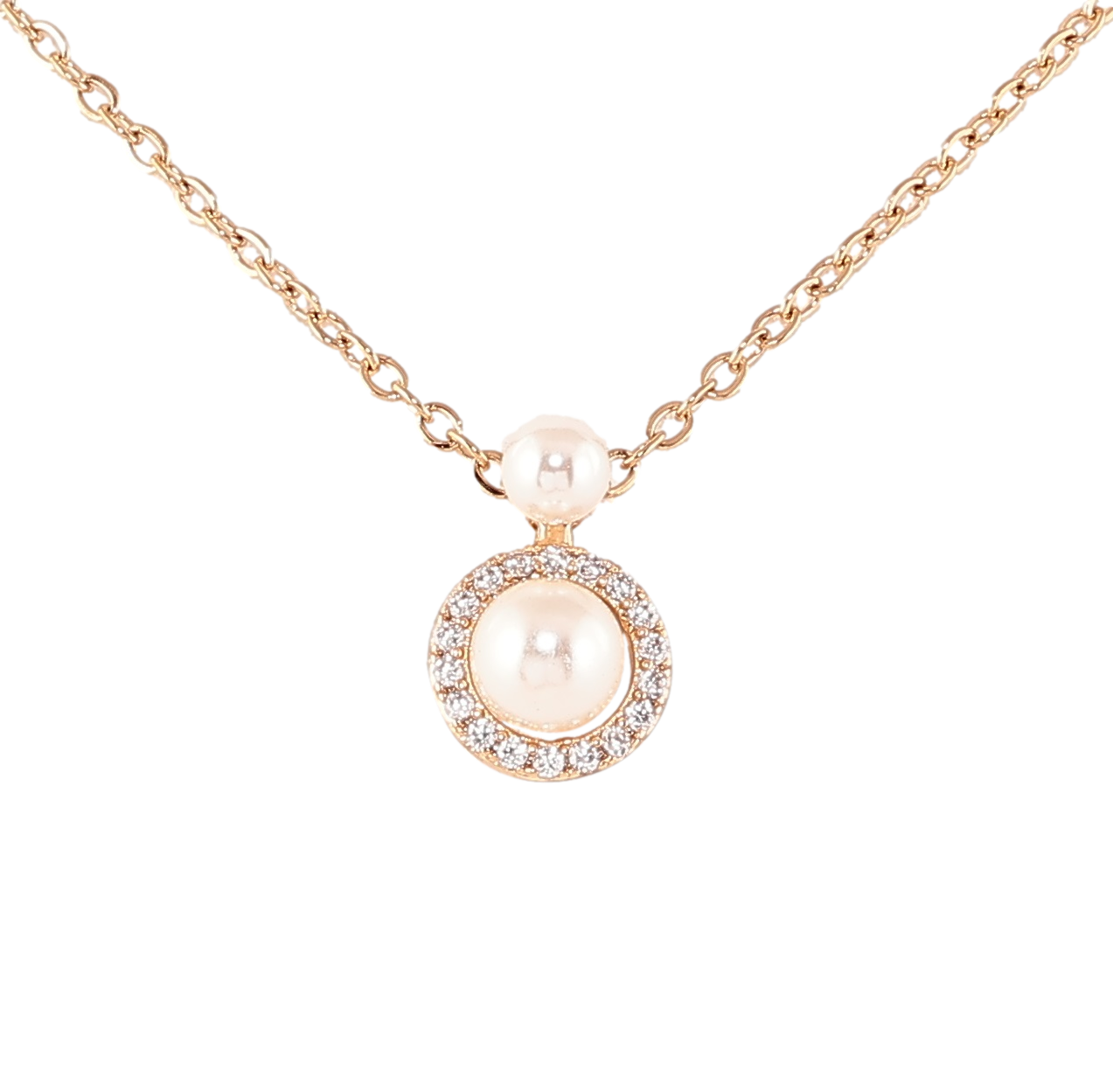 Кулон на ланцюжку Xuping Позолота 18K «Перлини в колечку цирконію» довжина 42-45см х 1.5мм