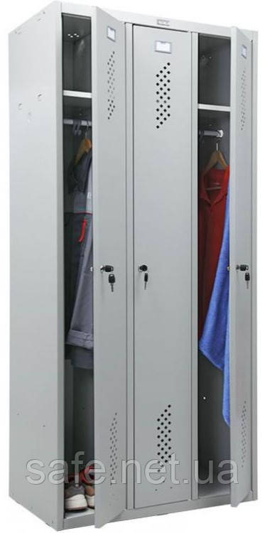 Шафа металева для одягу Практик LS-31 (ВxШxГ:1860x850x500), 0,5 мм, шафа роздягальні, шафа одягу металева