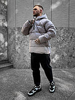 Куртка-анорак чоловіча зимова дута пуховик чоловічий з капюшоном зима Inspirit сірий