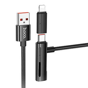 Дата кабель Hoco U135 Incredible 2in1 USB to Lightning/Type-C (1m) Black