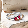 Срібна каблучка в стилі PANDORA 925 проба "Червоний бант" 17 кільце з червоним бантиком сердечками ПАНДОРА, фото 6