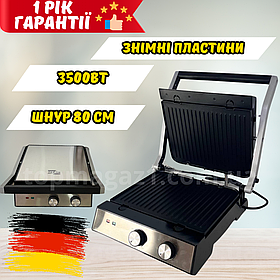 Гриль зі знімними пластинами Zepline 3500 Вт притискний електрогриль 180° гриль двосторонній контактний 50 Гц