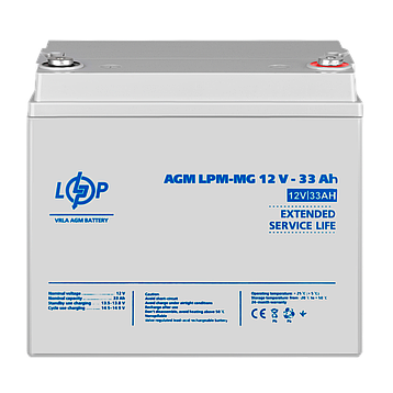 Акумулятор мультигелевий LPM-MG 12V - 33 Ah + справа, фото 3
