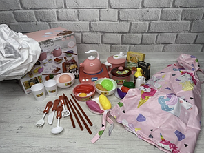 Дитячий іграшковий набір посуду 168-97 зі звуковими і світловими ефектами, фартух, ковпак, продукти., фото 2