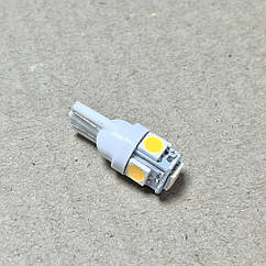 Лампа LED б/ц габарит и панель приборов T10-5 SMD (size 5050) 24V WARM WHITE (tmp-03T10-24V) 4905973823