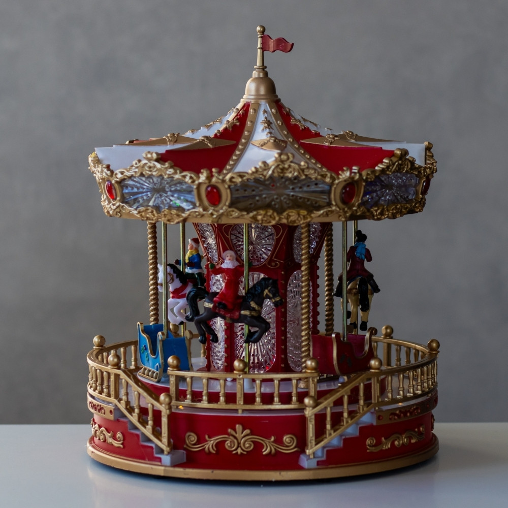 Новорічна музична карусель з підсвічуванням "Казковий вир" працює від батарейок, фото 1