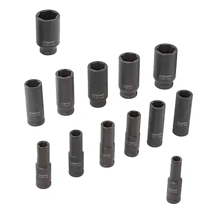Набір головок ударних глибоких 13 предметів, 1/2'' (10, 12-15, 17, 19, 21, 22, 24, 27, 30, 32мм), на пластиков, фото 3